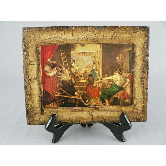 Velazquez Art Print Decoupage & Antiqued Finish on Wood Panel the Women Spinners - Picture 12 of 12